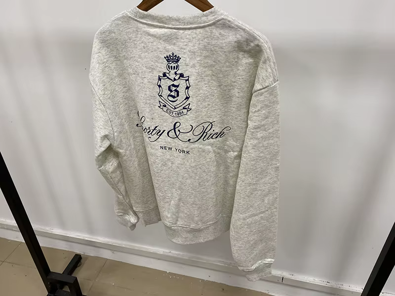 Sweat-shirt ras du cou en coton gris marine pour femme