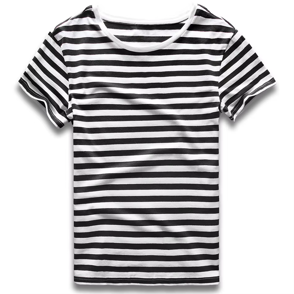 Hommes rayé T-Shirt rayures haut t-shirts mâle mode à manches courtes bleu rouge blanc noir