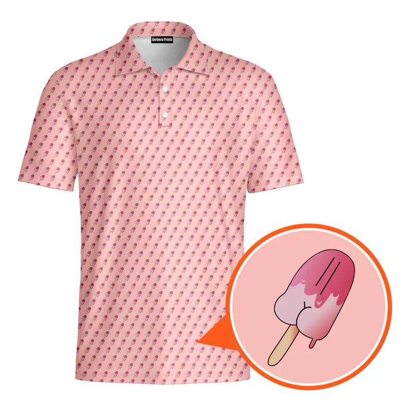 Harajuku manches courtes hommes polos crème glacée impression 3d revers homme haut nouvel été surdimensionné