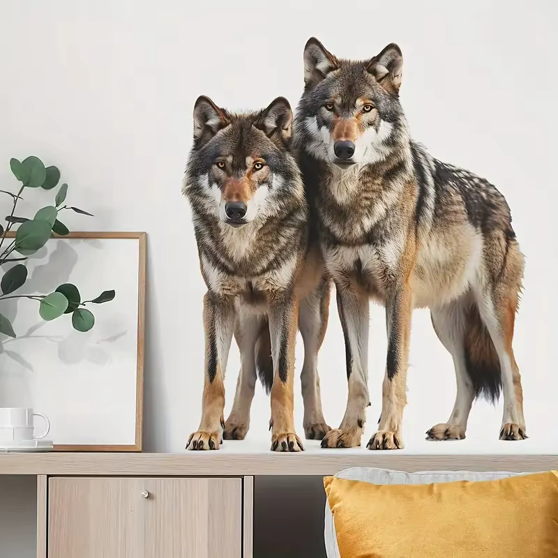 Autocollant mural de loup pour chambre à coucher, mur lumineux pour la maison, armoire, porte, réfrigérateur, décalcomanies de voiture en vinyle, papier peint d'art