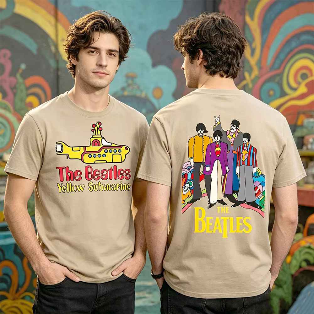 T-shirt The Beatles Black Rock Band