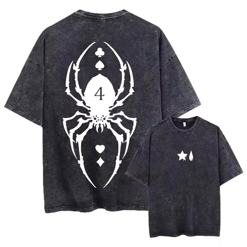 T-shirt délavé imprimé Anime japonais Hunter X Hunter