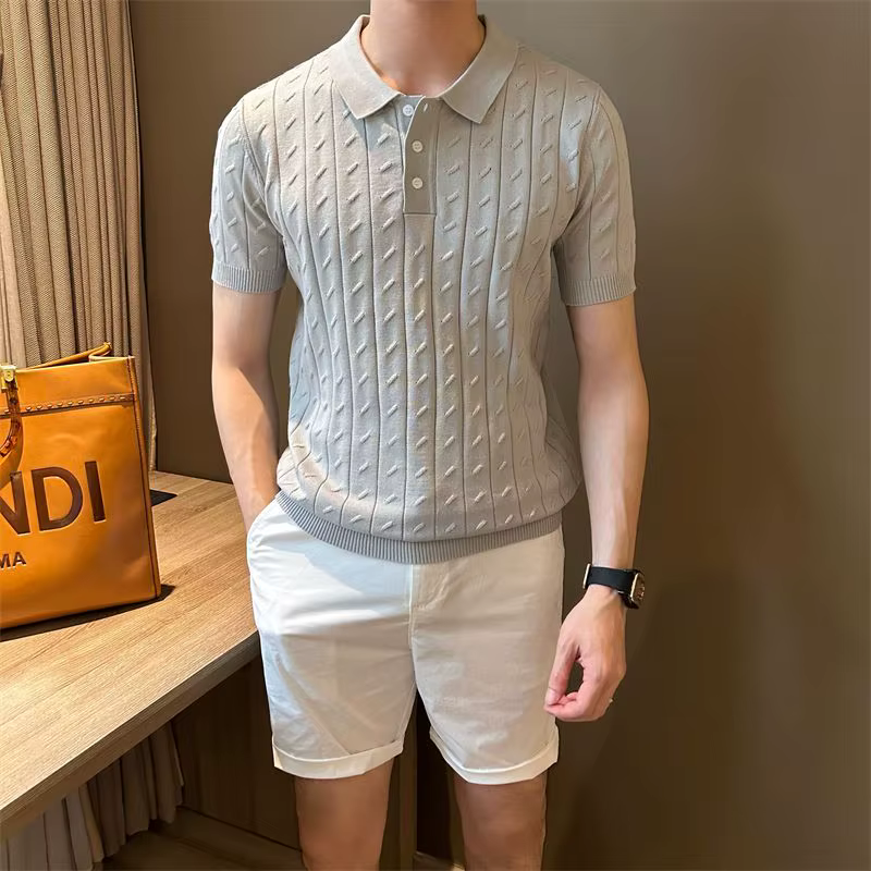 Polo Vertical à manches courtes tricoté en Jacquard