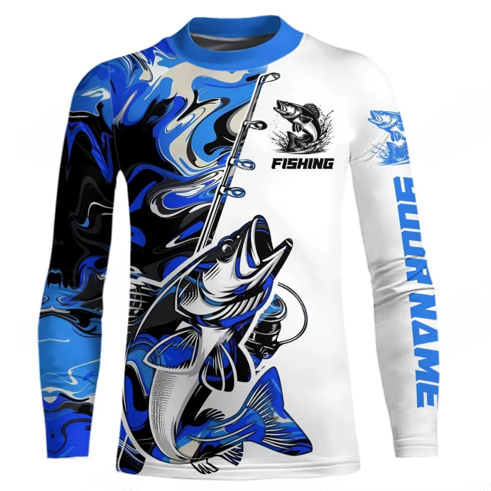 T-shirt de pêche à manches longues pour homme, T-shirt de camping et d'extérieur pour homme, T-shirt d'été à col rond avec motif de pêche pour homme, Vêtements