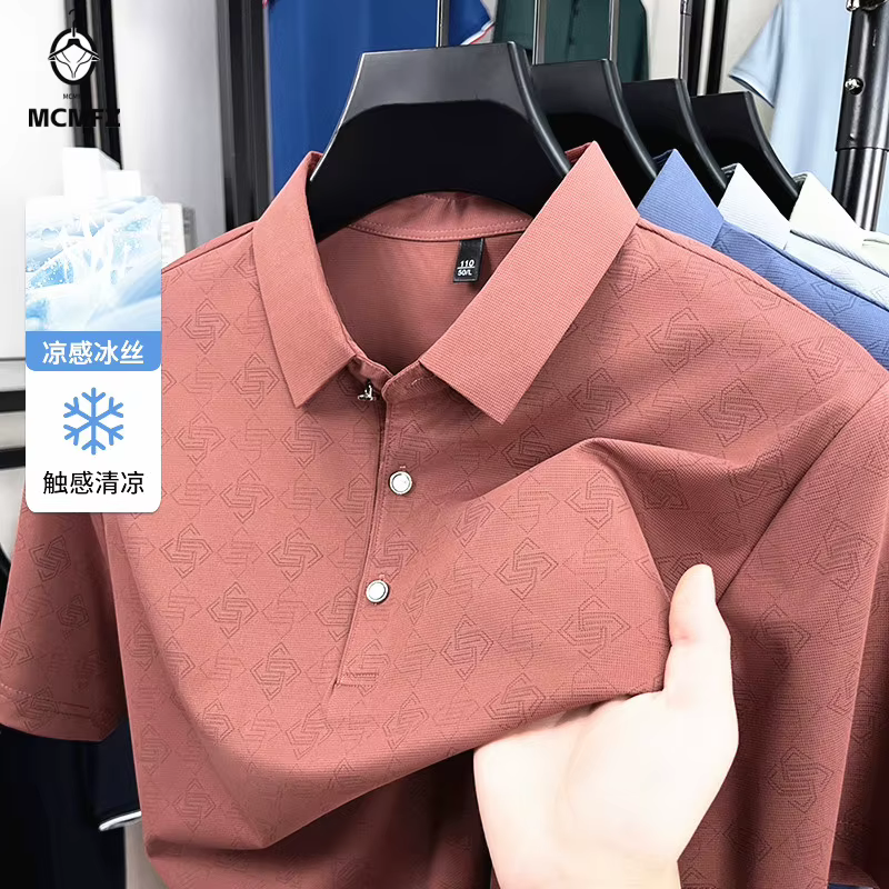 Polo d'affaires pour homme à motif jacquard