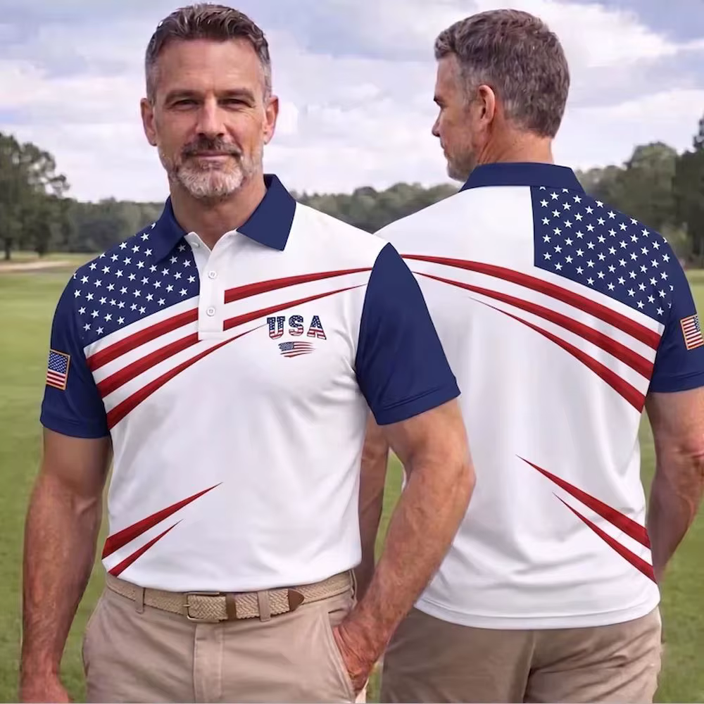 Polo pour homme patriotique USA 250e anniversaire