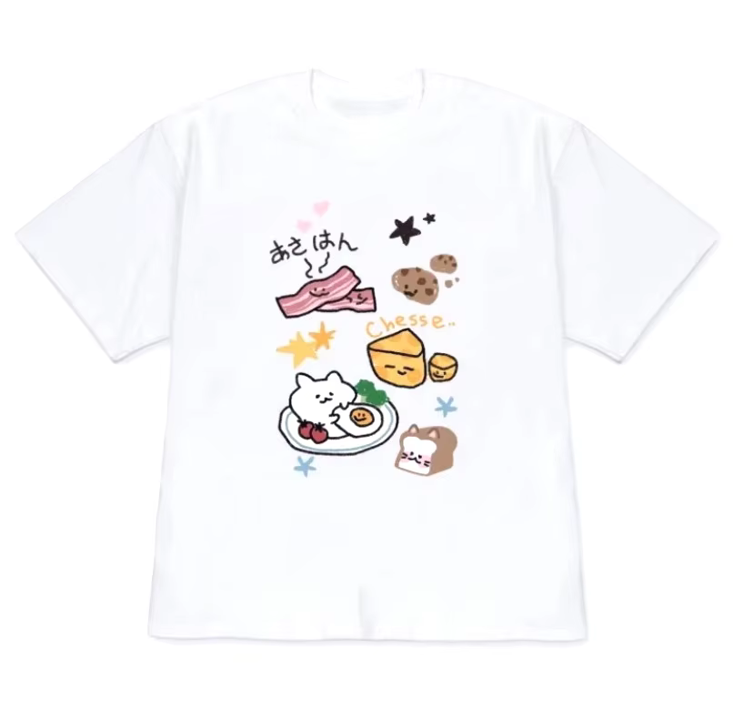T-shirt Kawaii avec motif de chat japonais mignon