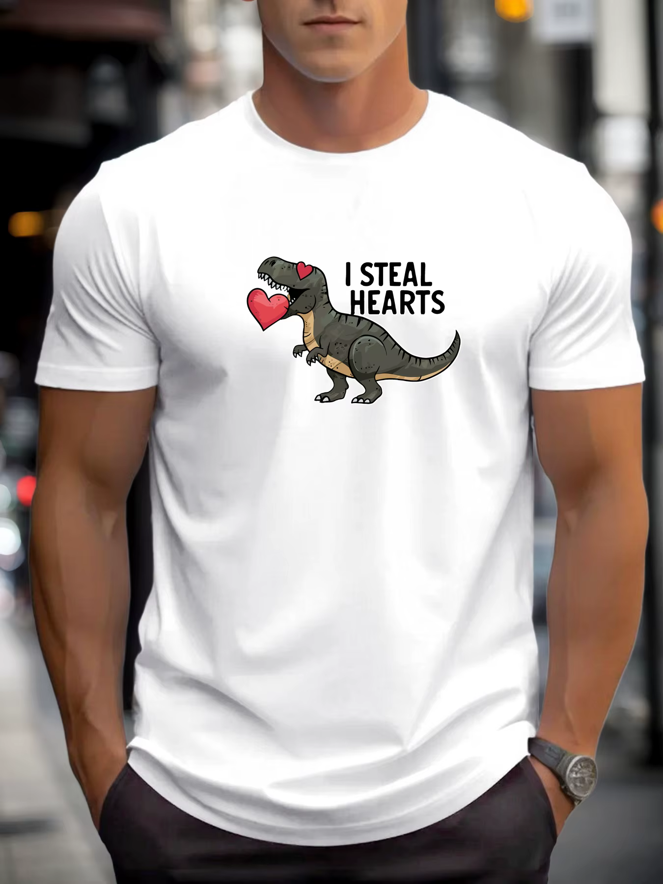 T-shirt pour hommes I STEAL HEARTS 100 % coton impression graphique été