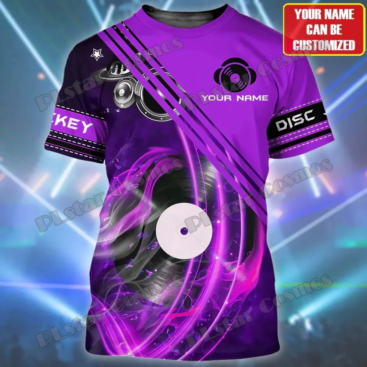 Nom personnalisé coloré DJ disque Jockey 3D imprimé mode hommes T-Shirt été unisexe décontracté
