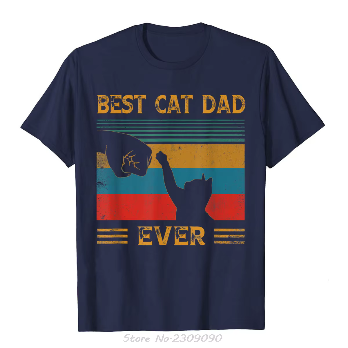 T-shirt en coton Vintage meilleur chat papa jamais bosse
