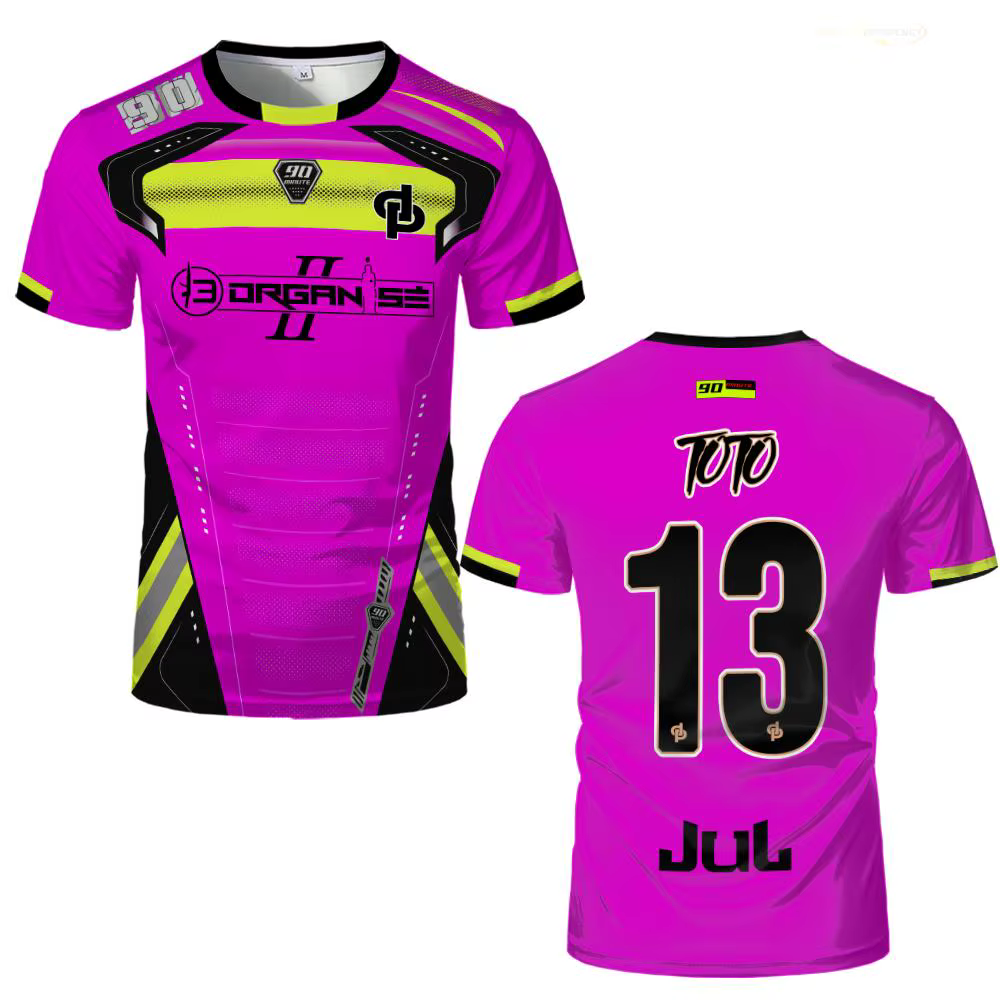Nouveau JUL Marseille Rap maillot imprimé 13 organiser Hip Hop Football T-Shirt uniforme d'entraînement unisexe rose personnalisé Streetwear