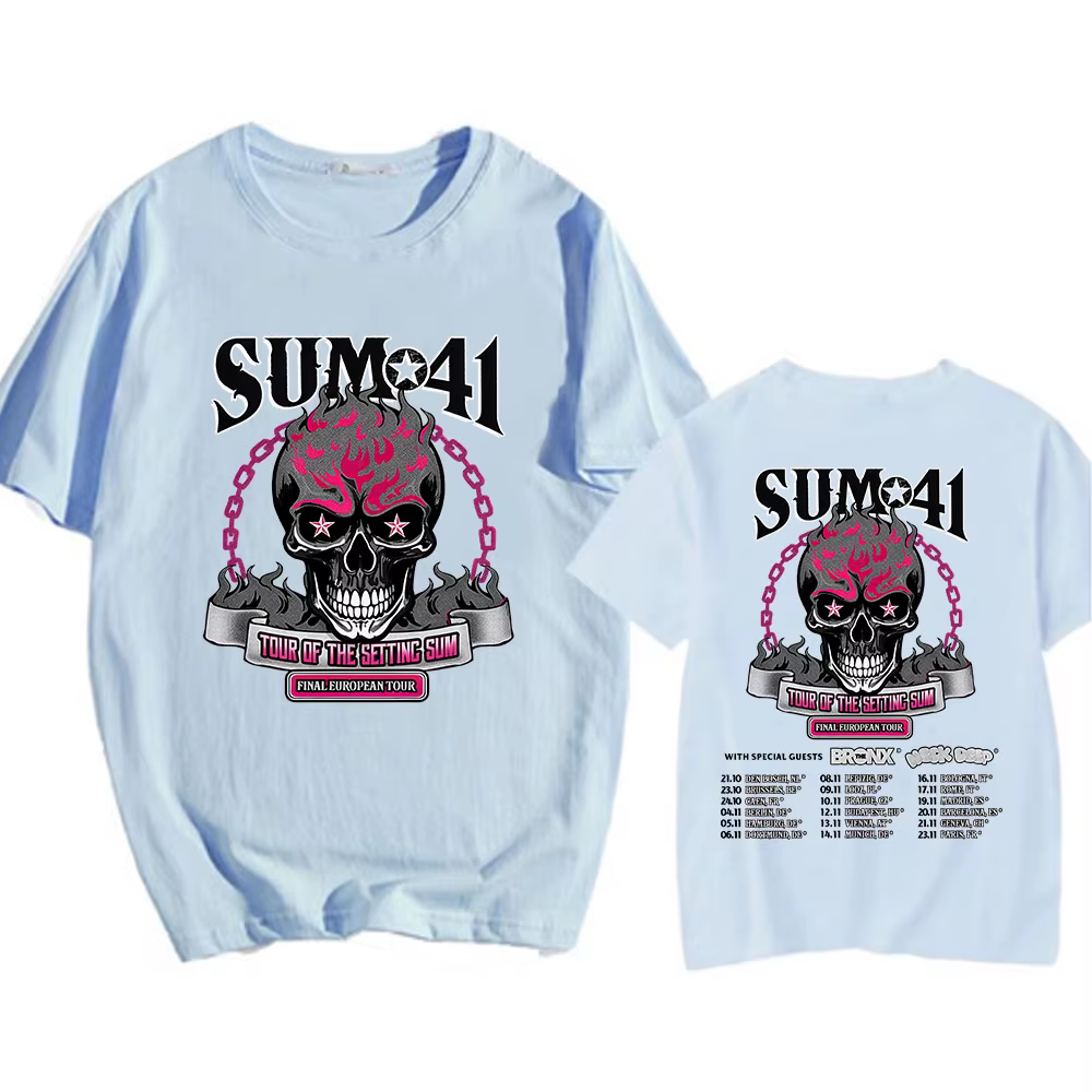 Tour du réglage Sum Sum41 T-shirt coton été haute qualité hommes t-shirts col rond décontracté Hip Hop gothique