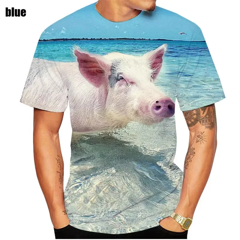 T-shirt à manches courtes pour hommes avec motif imprimé en 3D