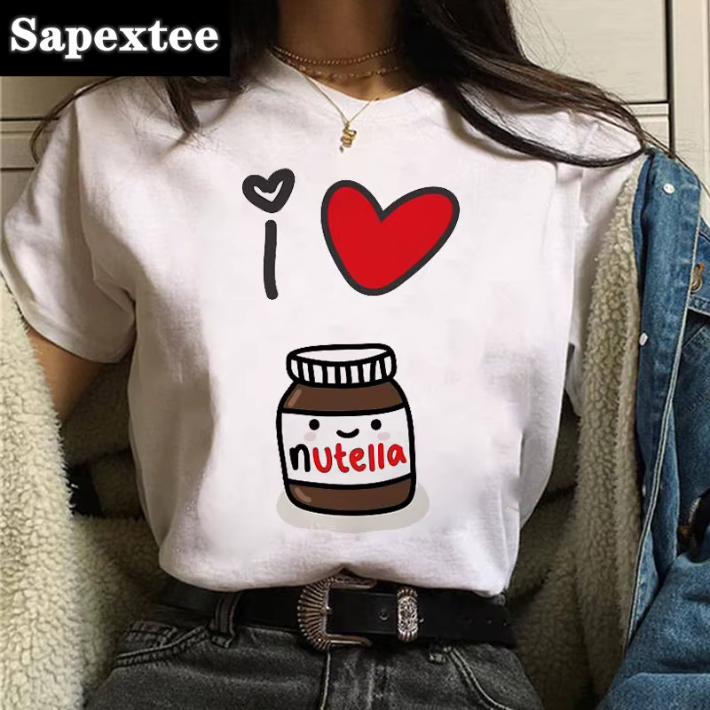 T-shirt imprimé Nutella Kawaii pour femme