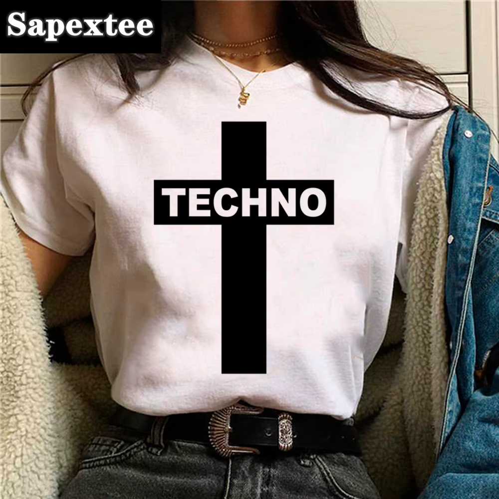 Techno t-shirt femmes t-shirt drôle fille vêtements de créateur