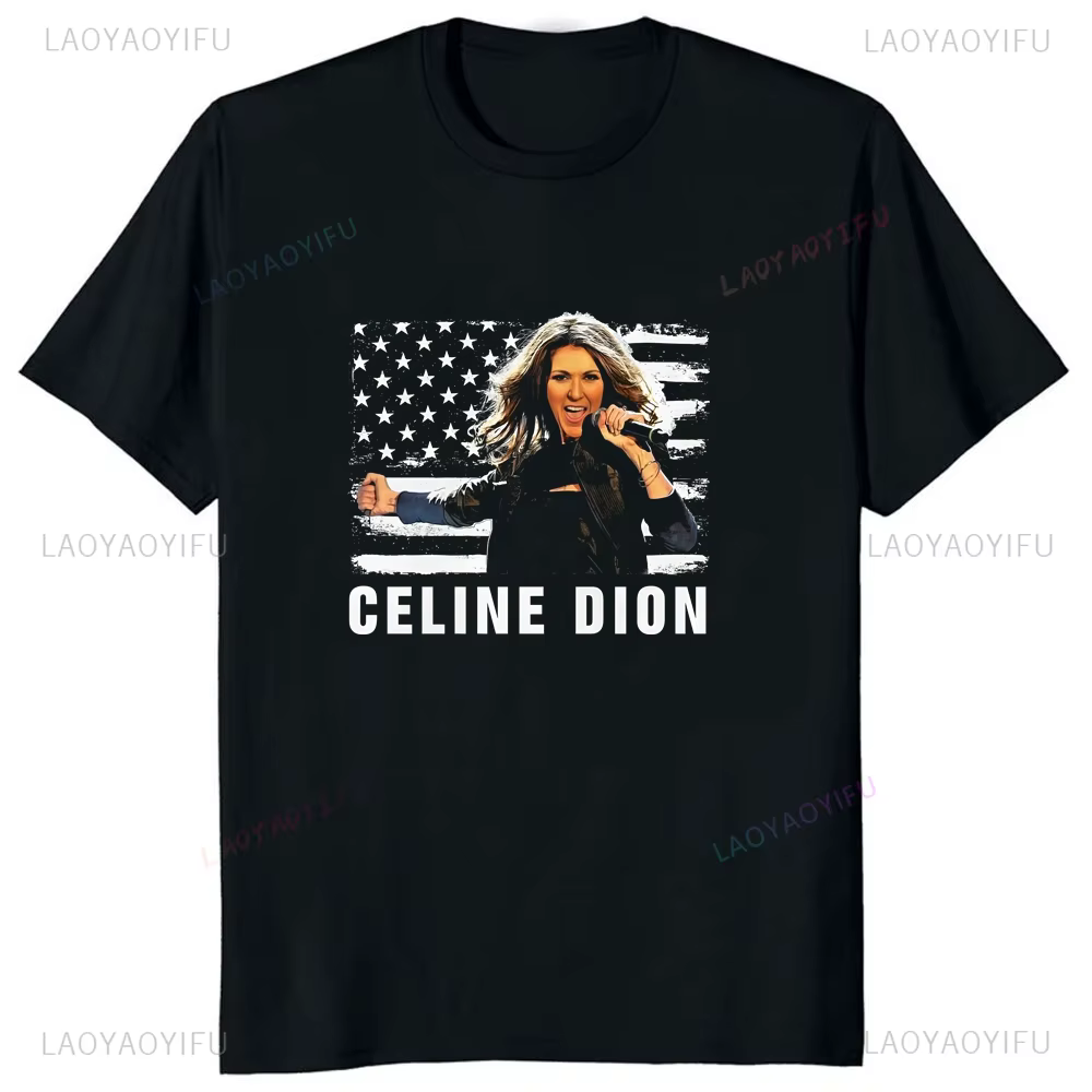 T-shirt imprimé rétro Céline Dion - Chemise à manches courtes tendance unisexe adaptée aux hommes et aux femmes