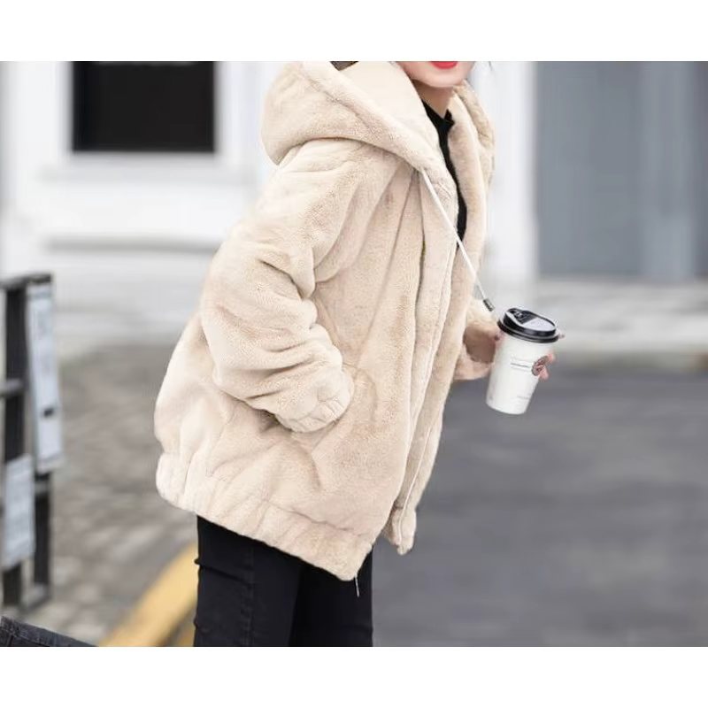 Veste à capuche en flanelle pour femme