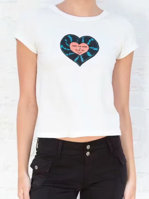 T-shirt à manches courtes et col rond pour femme