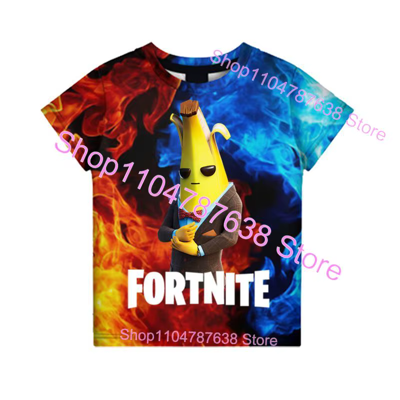 Team Leader Bear F-Fortnite T Shirt 3D Print Banana Peely T-shirt Men's Tee Battle Royale Game Summer Tops Birthday Gifts