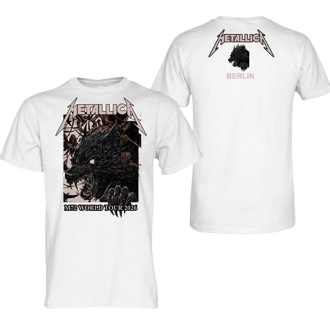 Metallica M72 Berlin Olympiastadion Rock Merch 2026 nouveau t-shirt 100% coton unisexe pour hommes et femmes Y2k Vintage Fans Tee