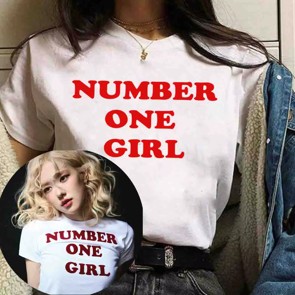 Rose-numéro une fille T-Shirts femmes chemises Harajuku Hip Hop col rond chemise à manches courtes