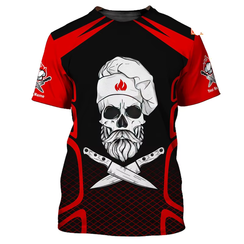 Chef travail T-shirt pour hommes drôle personnalité modèle col rond t-shirts impression 3D mode
