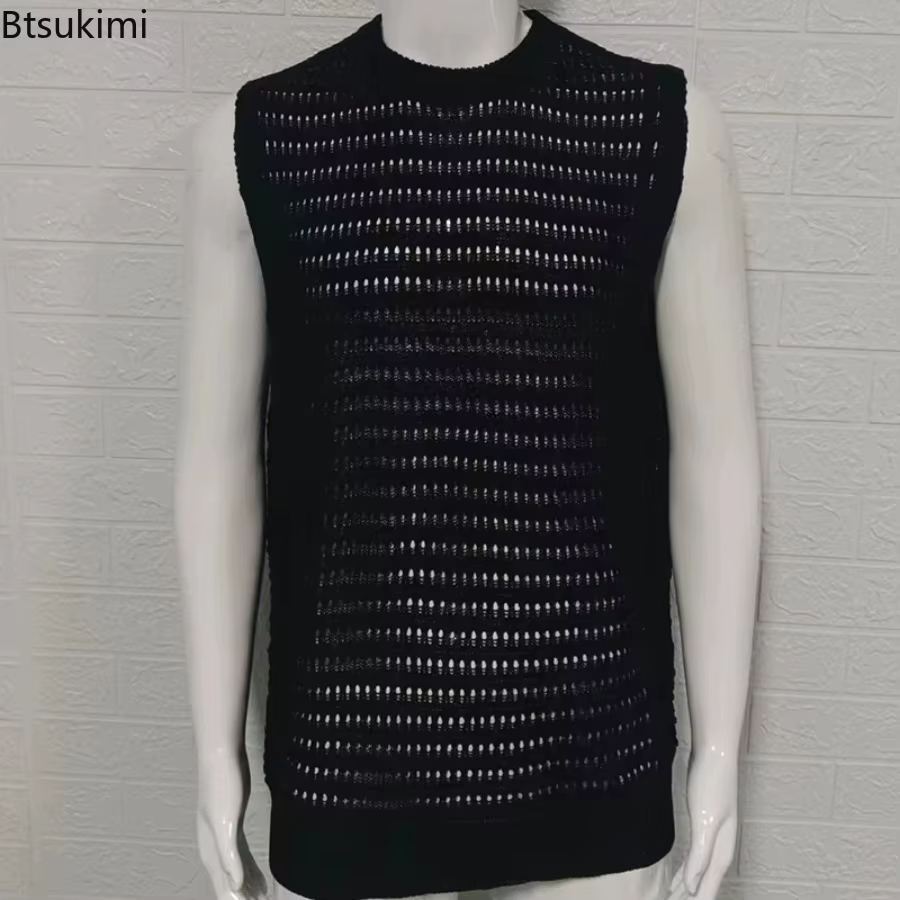 Nouveaux débardeurs tricotés pour hommes 2026 – T-shirts sans manches unis d'été