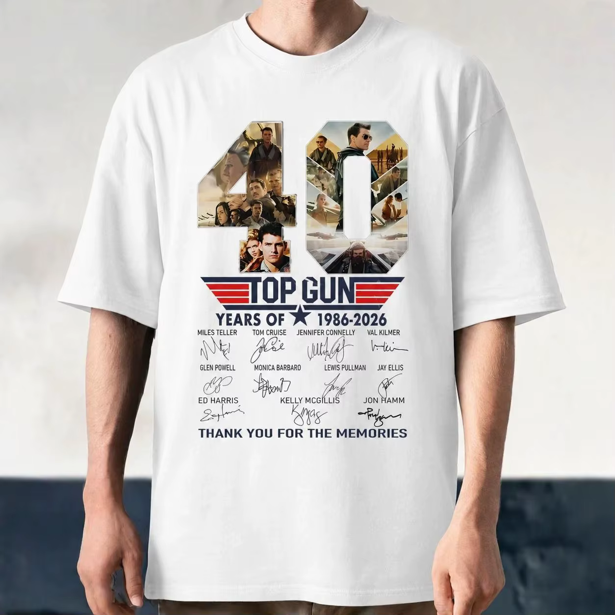 T-shirt unisexe imprimé graphique film Top Gun 40e anniversaire