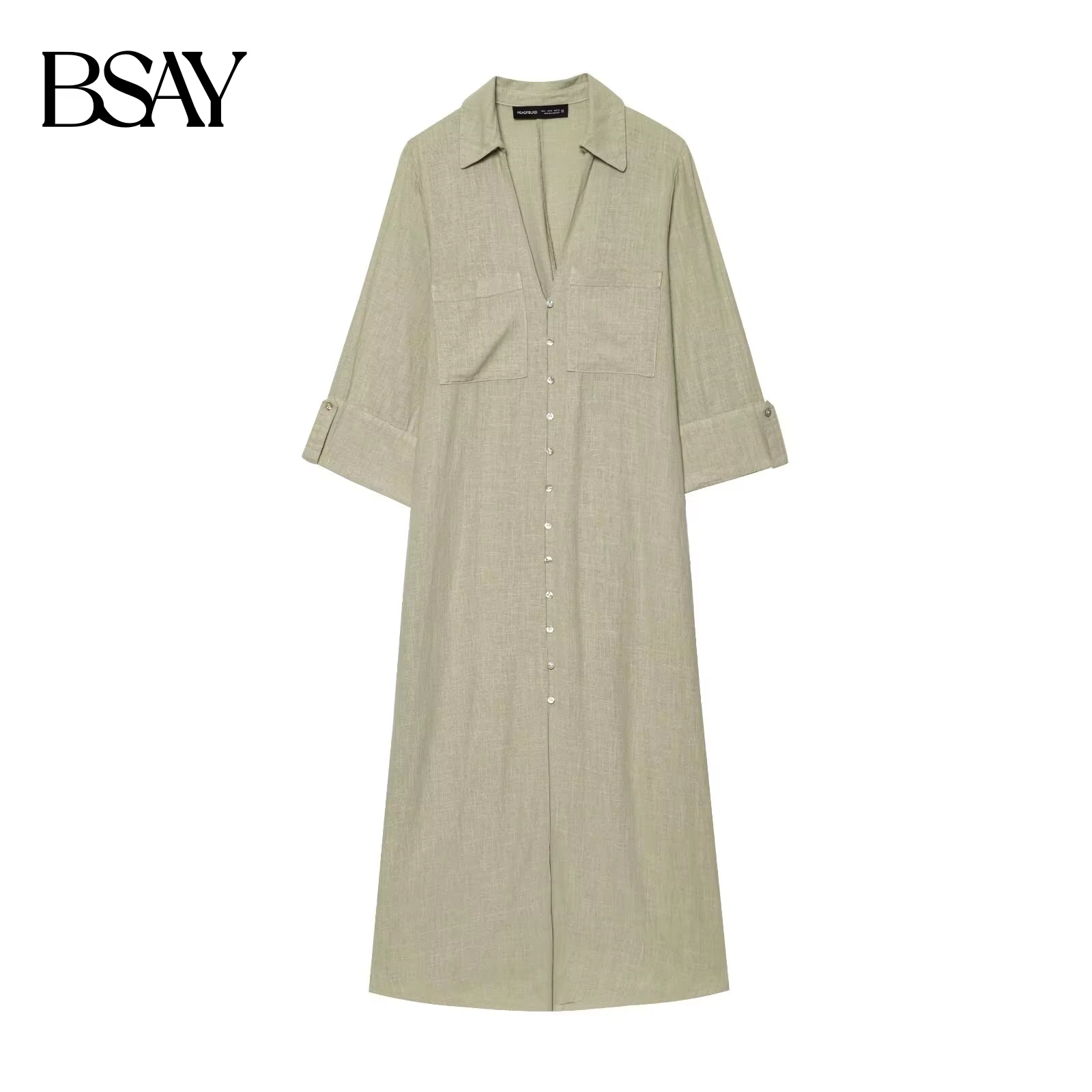 BSAY robe robe pour femmes mode été chemise Style simple boutonnage longue revers robes mi-longues français Chic femme soirée