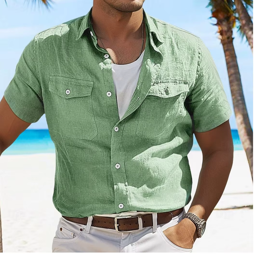 Chemise en coton à manches courtes pour hommes T-shirt
