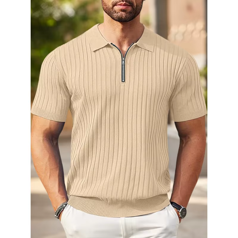 Polo en tricot côtelé pour homme