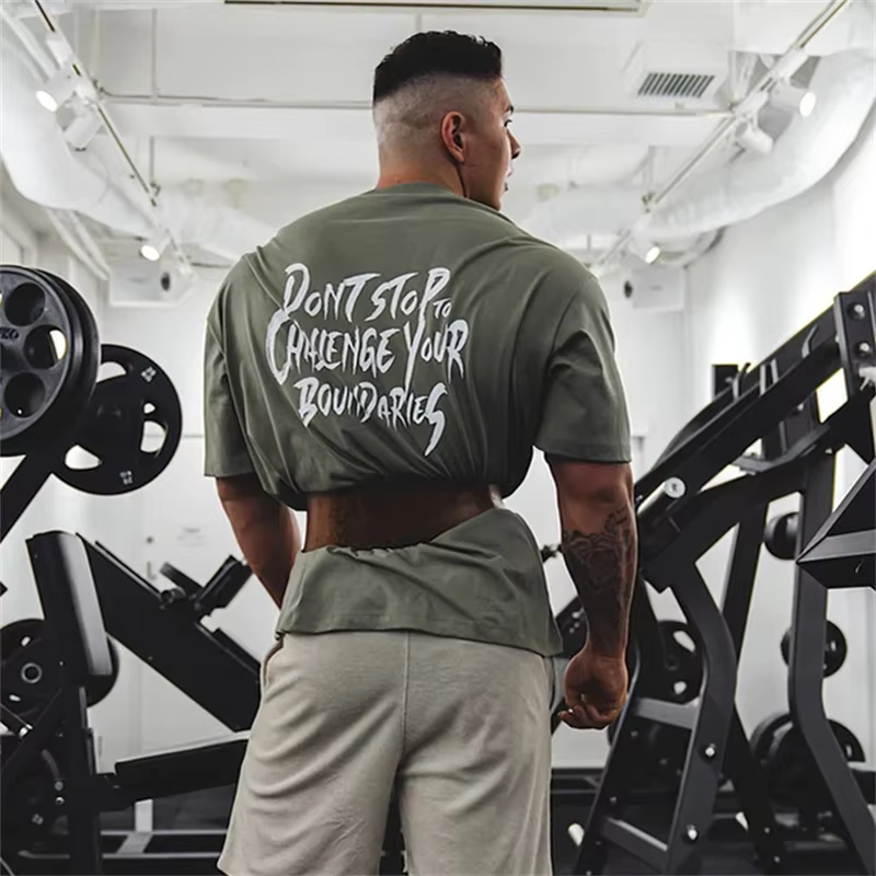 LYFT Gym Gym Fitness Shirt Men Running Sport Loose T-shirt Short Sleeve Cotton Tee Tops Summer Bodybuilding Training Workout Apparel