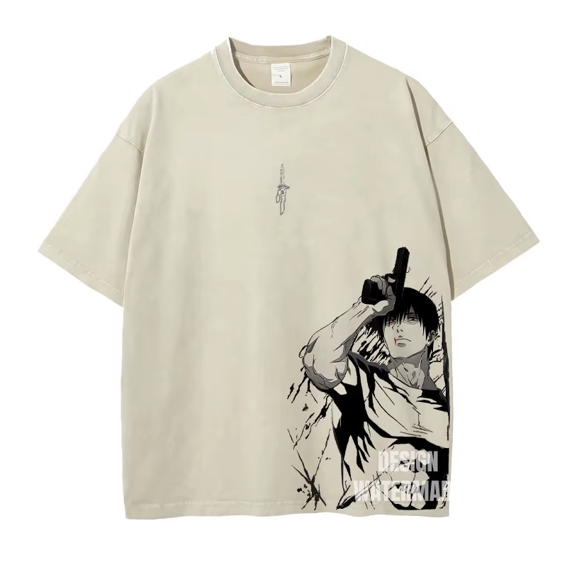 Anime j-jujutsu k-kaisen t-shirts surdimensionné Vintage lavé Gojo Satoru T-shirt Manga Fushiguro Toji hauts