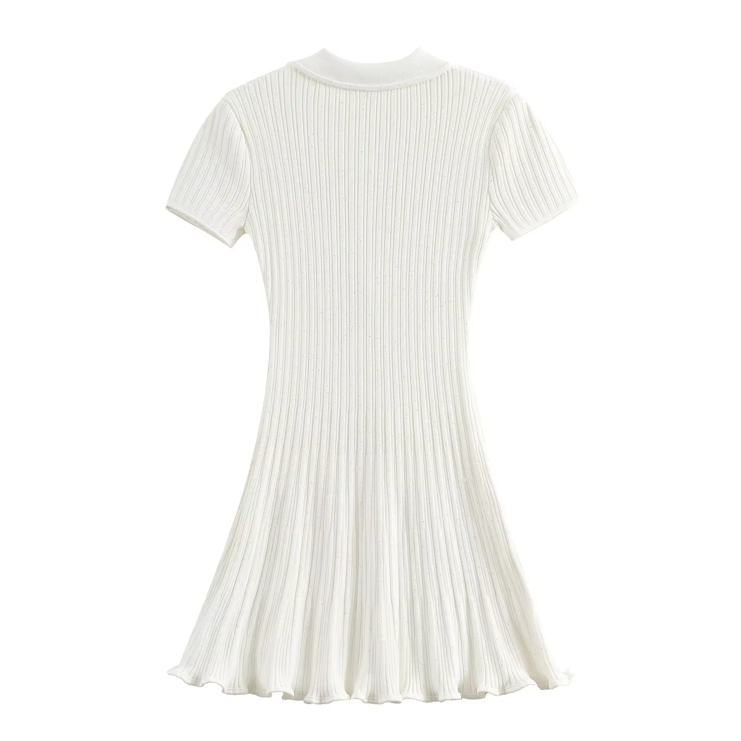 Marque Designer Polo robe tricotée femmes été à manches courtes simple boutonnage fleur bouton tricot pull Mini robes