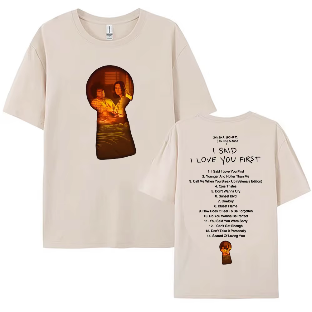 Vêtements pour femmes j'ai dit que je t'aime premier Album 2025 T-shirt Selena Gomez & Benny Blanco chanteur imprimé