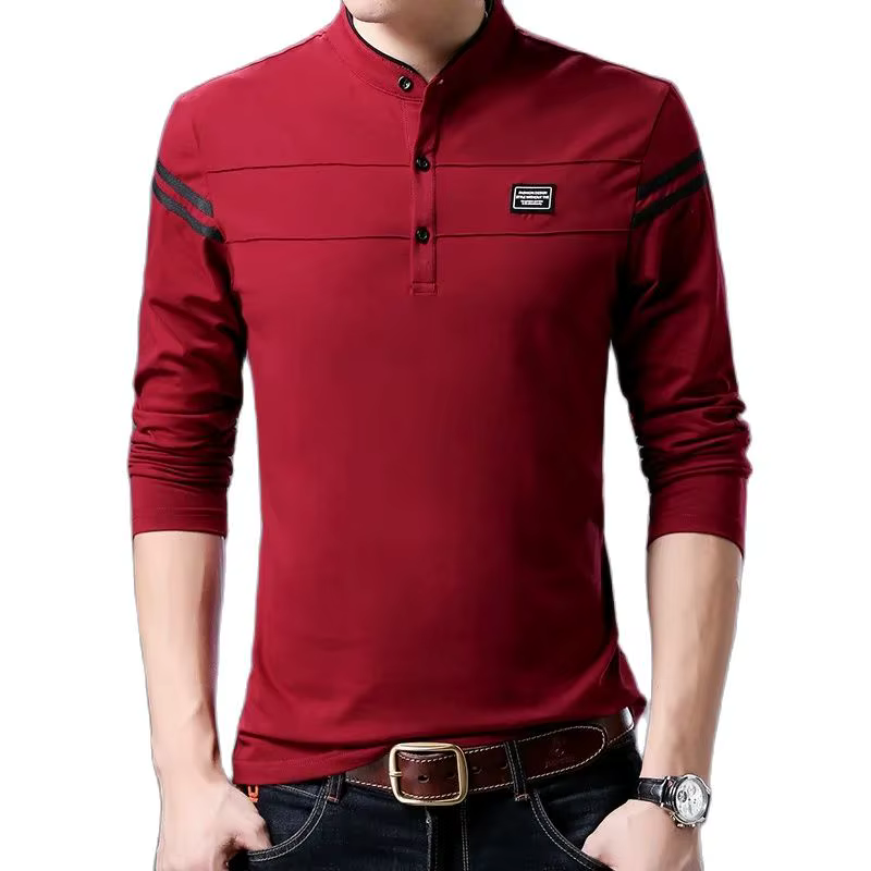Polo à manches longues et col montant pour hommes