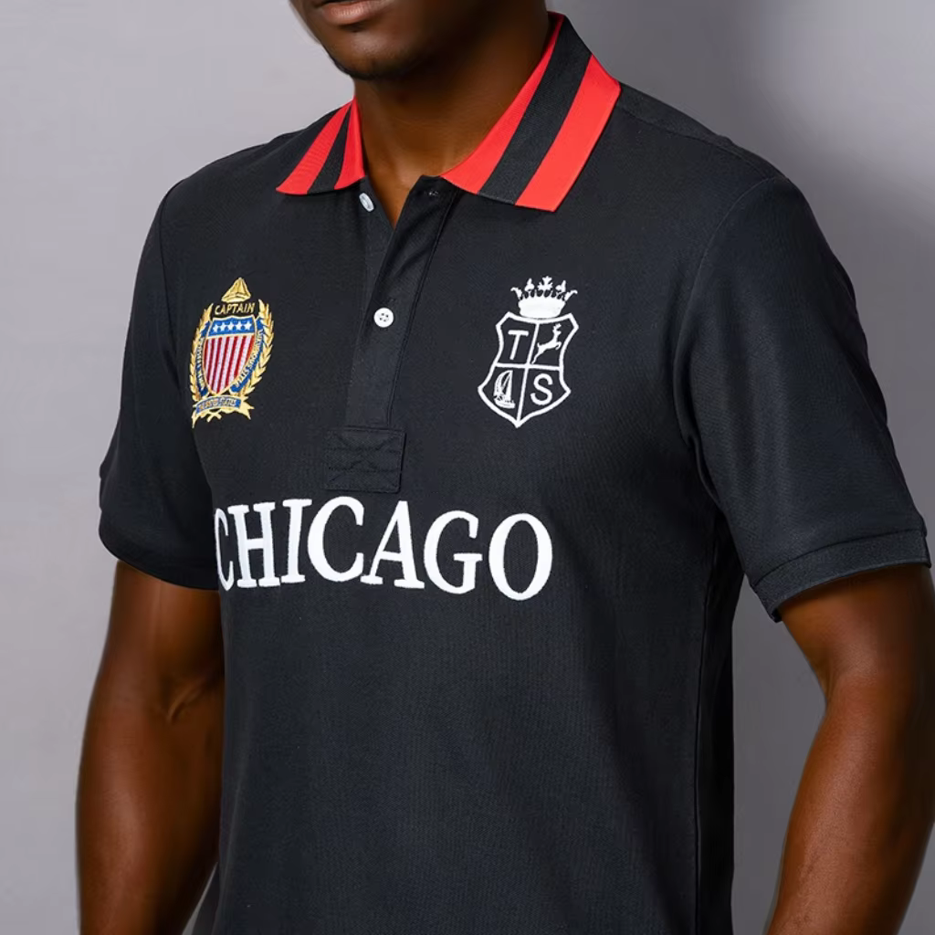 Polo pour homme USA Chicago à manches courtes