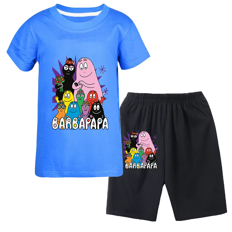 Barbapapa T-shirt pour un garçon ensemble deux pièces pour enfants de 6 à 12 ans vente d'été enfant en bas âge fille