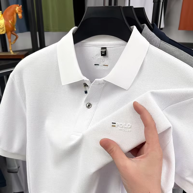 Polo homme d'affaires en maille nid d'abeille