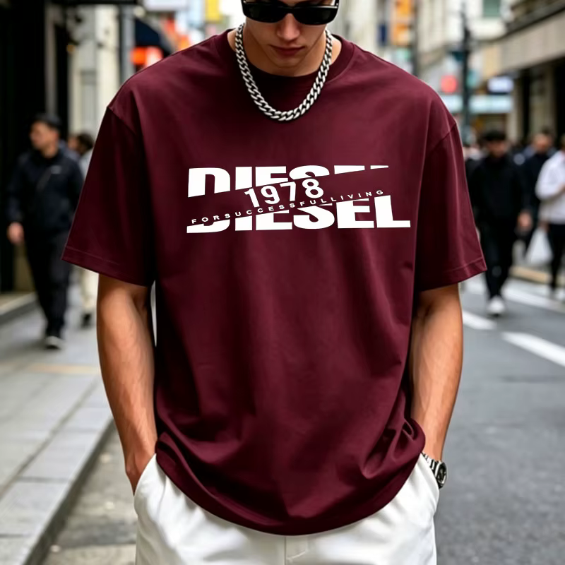 T-shirt Homme 2026 Style Diesel Imprimé 1978 Coton Décontracté Streetwear Mode Manches Courtes
