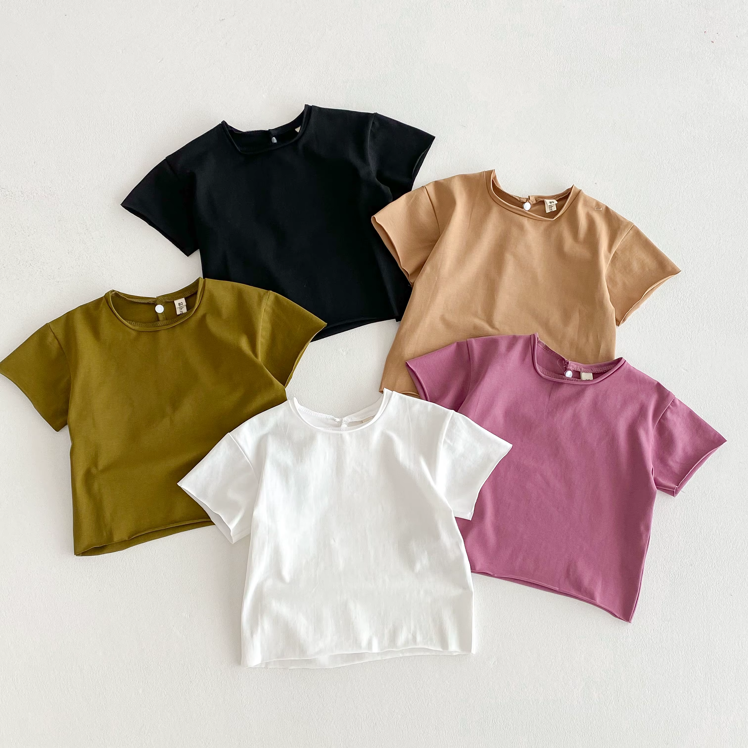 Infantile bébé garçons filles T-shirt été mince nouveau-né Vintage enfant en bas âge solide