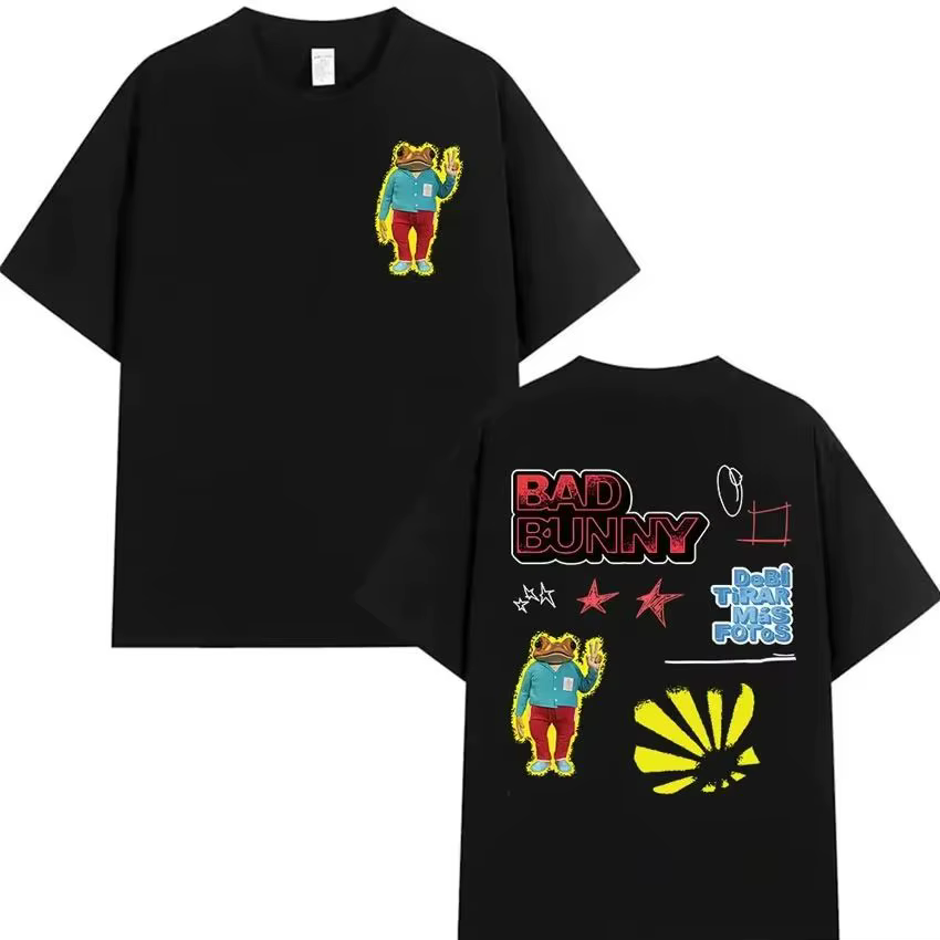 T-shirt Bad Bunny Tour Vintage Délavé Oversize Streetwear Homme Femme Été Coton Manches Courtes Merch Album DTMF Tee-shirt Graphique