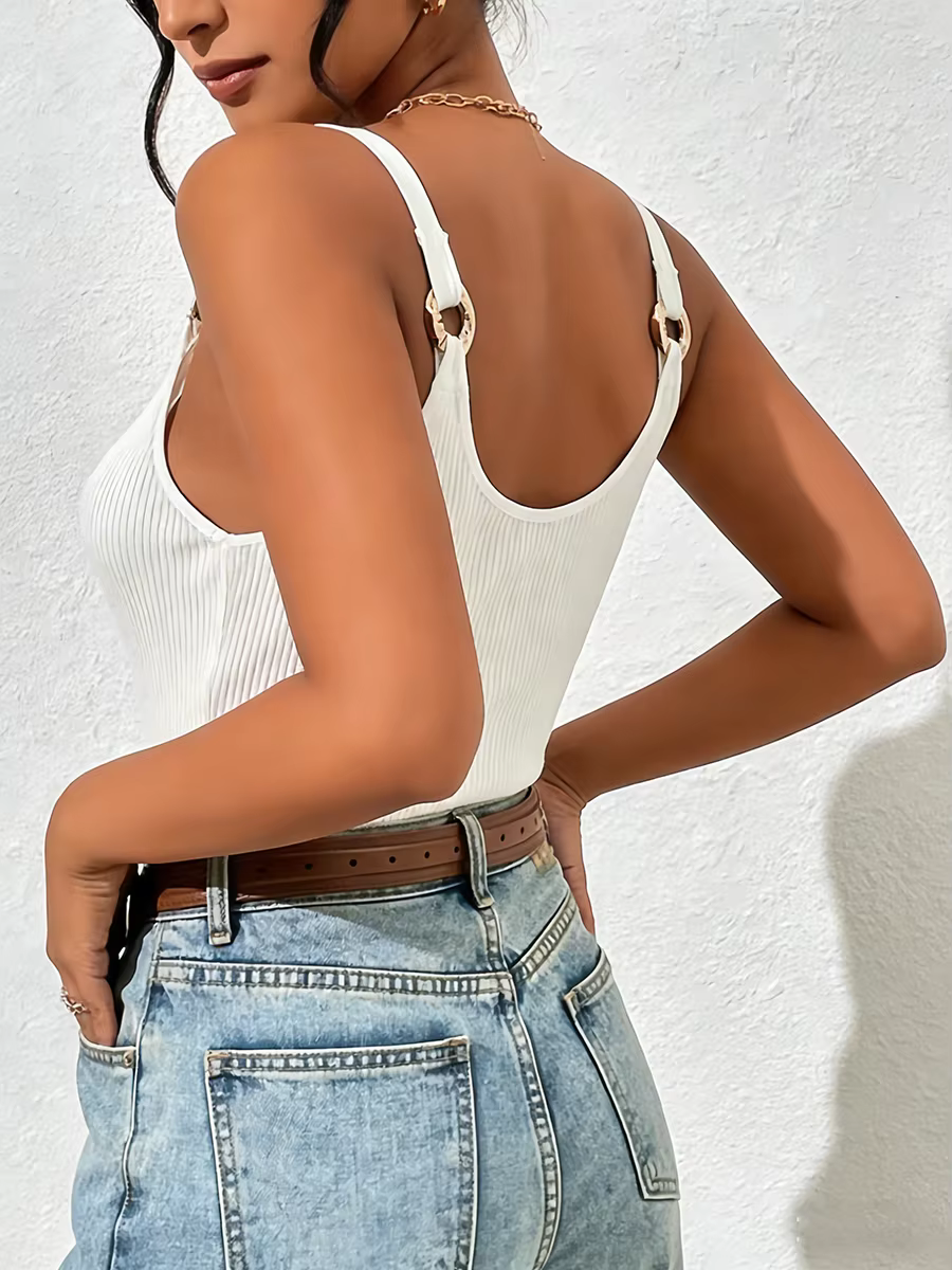 Débardeur côtelé blanc pour femme