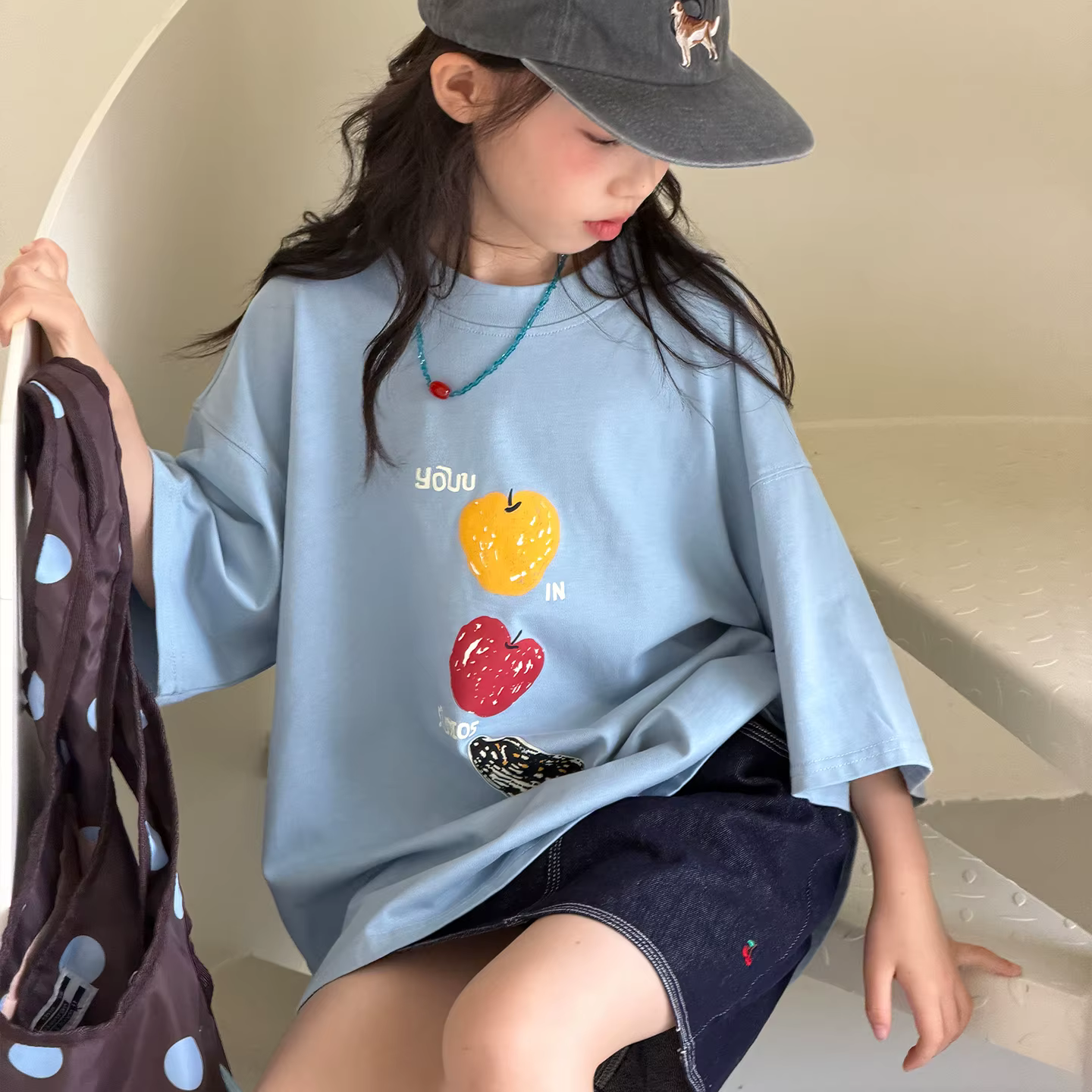 T-shirt à manches courtes pour filles du collège - Haut