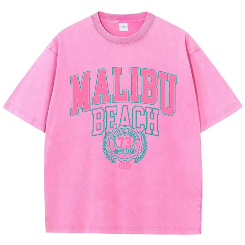 Malibu-T-shirt de plage en coton délavé pour femme
