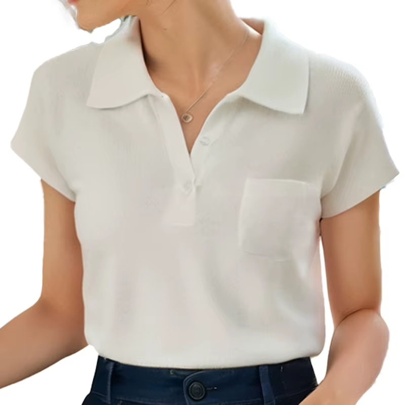 Pulls en maille blancs à col polo OLrain pour femmes