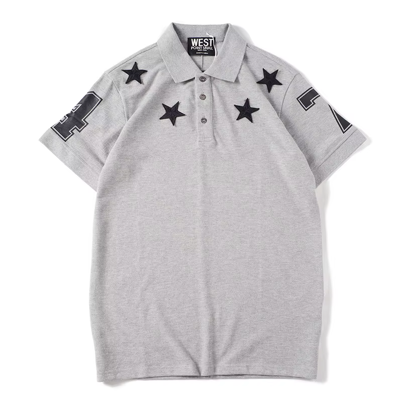 Haut nouveau hommes luxe 2021 classique brodé PU cuir étoile 74 polos chemise Hip Hop Skateboard coton Polo Top M-2XL # D177