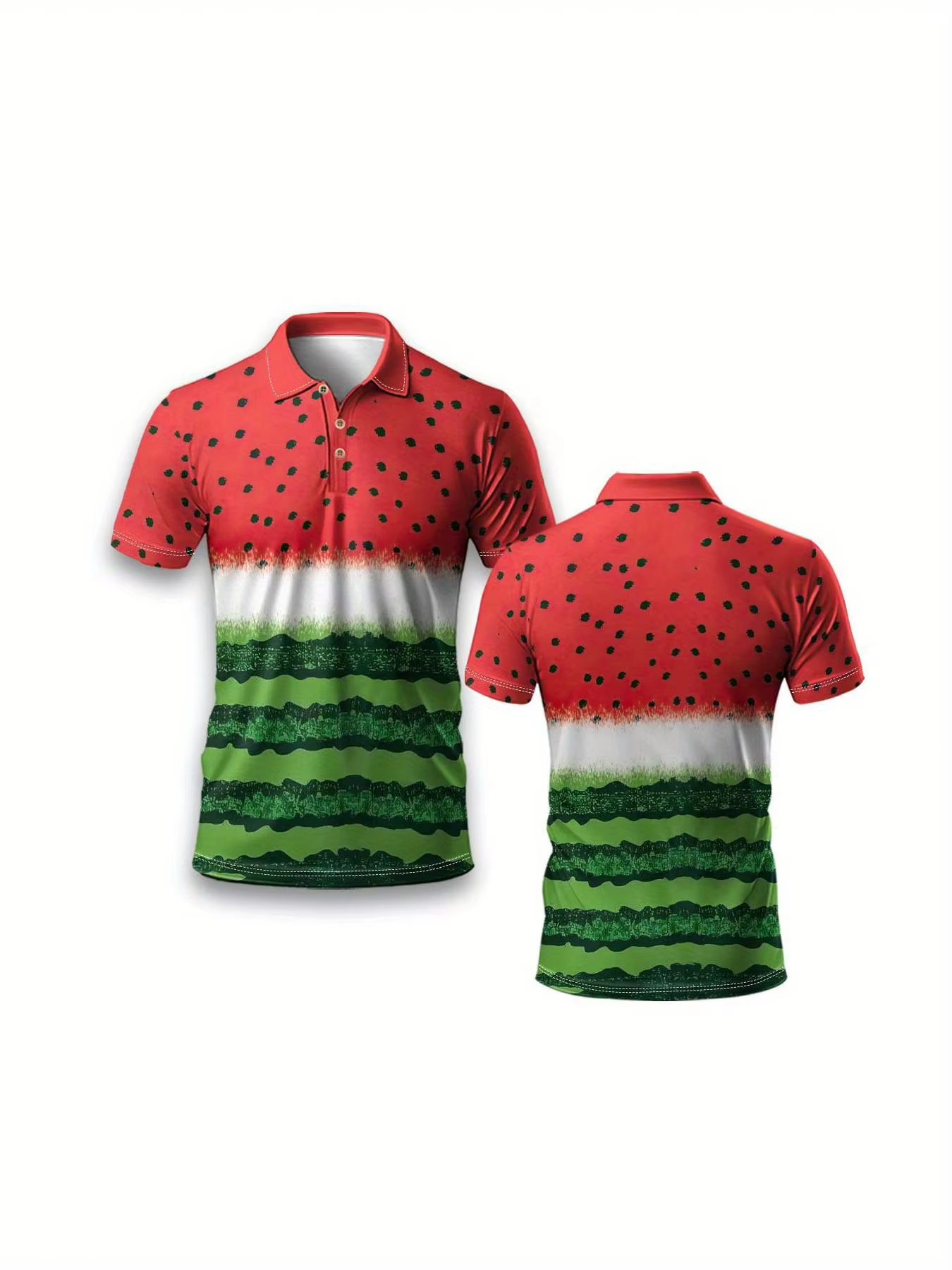 Nouveau style été 2026 : Polo homme à manches courtes avec imprimé pastèque 3D pour un look décontracté urbain