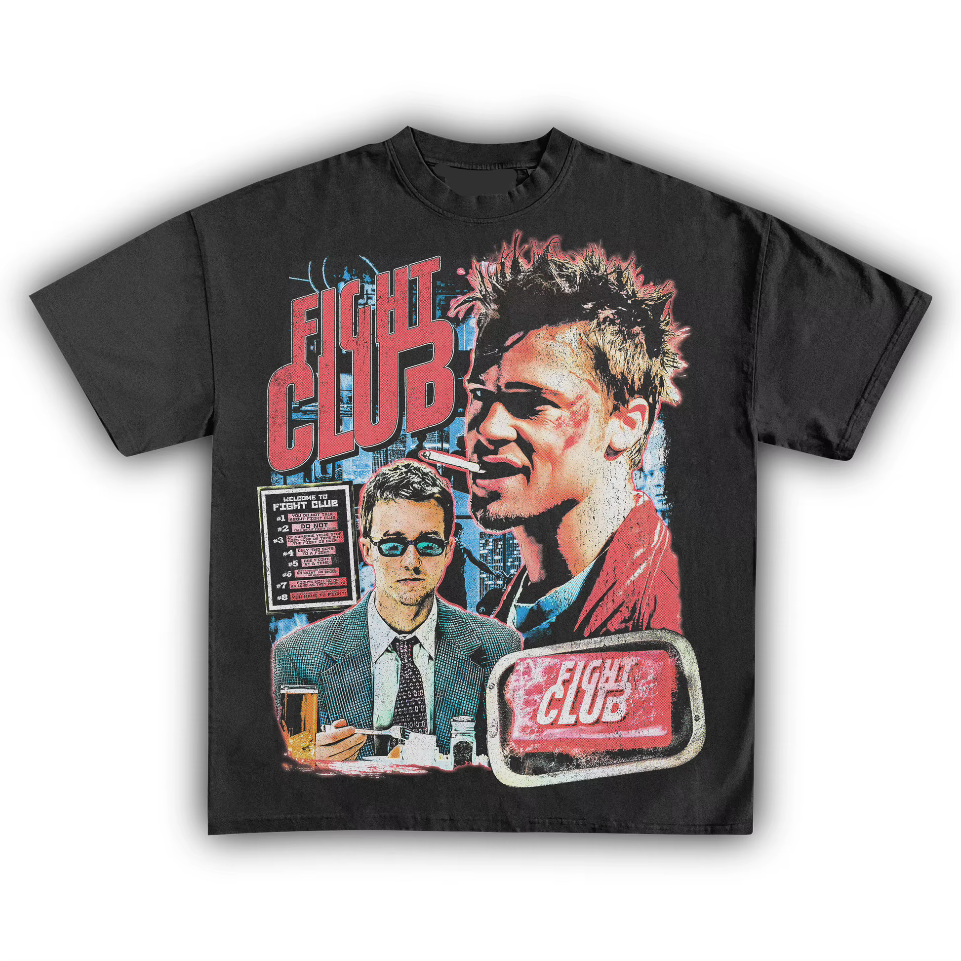 T-shirt rétro Fight Club Brad Pitt Edward Norton pour hommes et femmes
