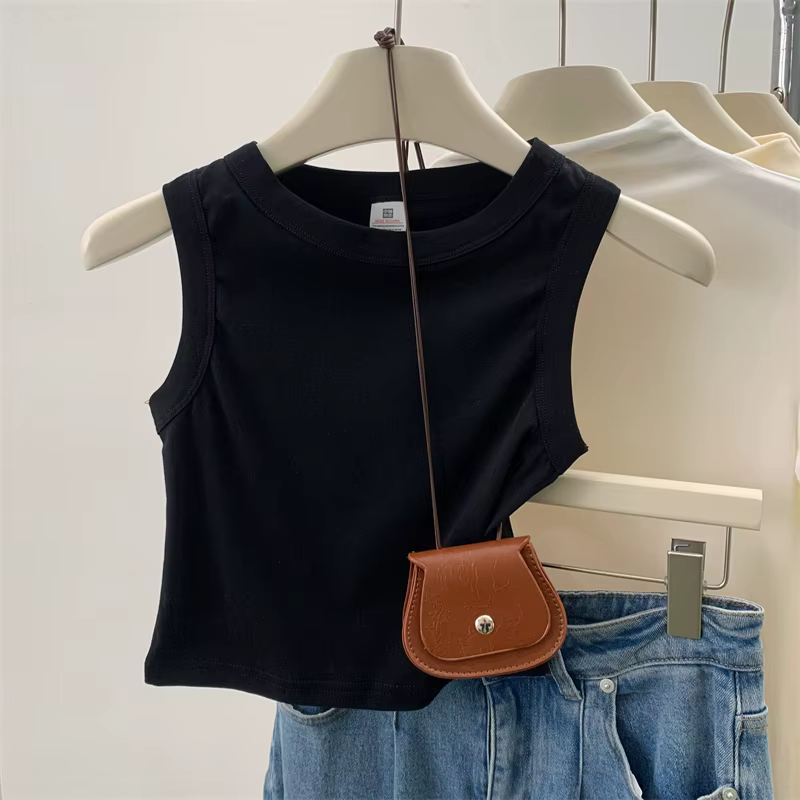 Débardeur côtelé sans manches pour femme 2026 – Blouse unie décontractée tendance pour adolescentes et femmes – Hauts d'été basiques